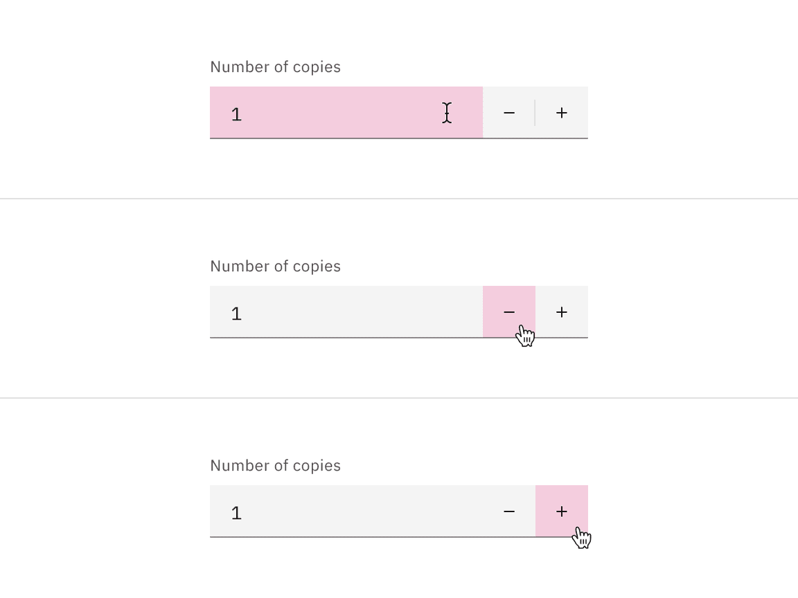 Fixed number input mouse and keyboard interactions